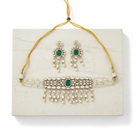 Kundan Classic Necklace Set With Carat Gold Plating