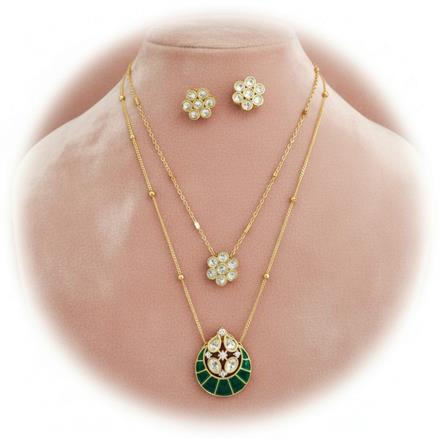 Kundan Classic Pendant Set With Carat Gold Plating