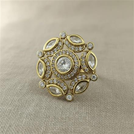 Kundan Adjustable Ring With Carat Mehndi Plating