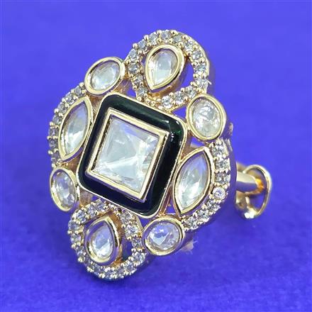 Kundan Adjustable Ring With Carat Gold Plating