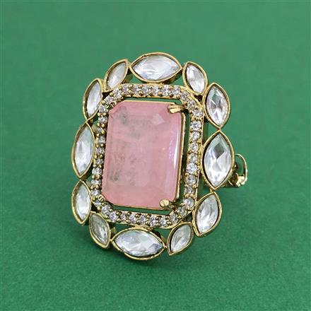 Kundan Adjustable Ring With Mehndi Plating