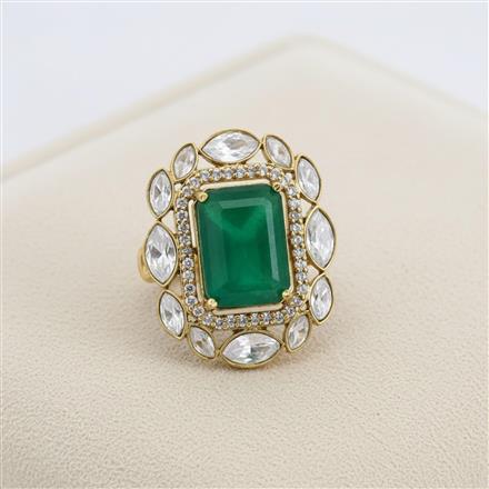 Kundan Adjustable Ring With Mehndi Plating