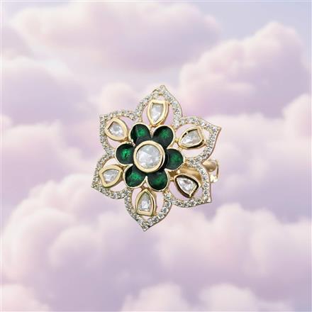 Kundan Adjustable Ring With Carat Gold Plating