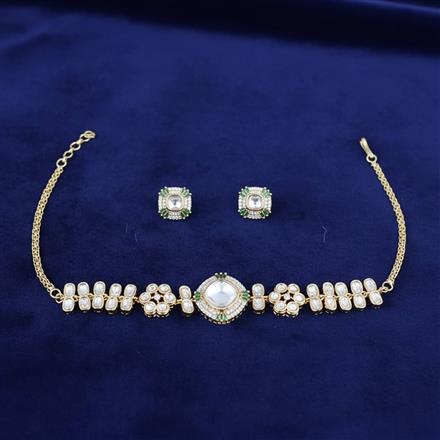 Kundan Choker Necklace Set With Carat Gold Plating