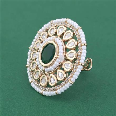 Kundan Adjustable Ring With Carat Gold Plating
