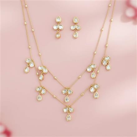 Kundan Long Necklace Set With Carat Gold Plating
