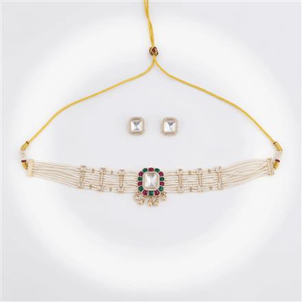 Kundan Choker Necklace Set With Carat Gold Plating