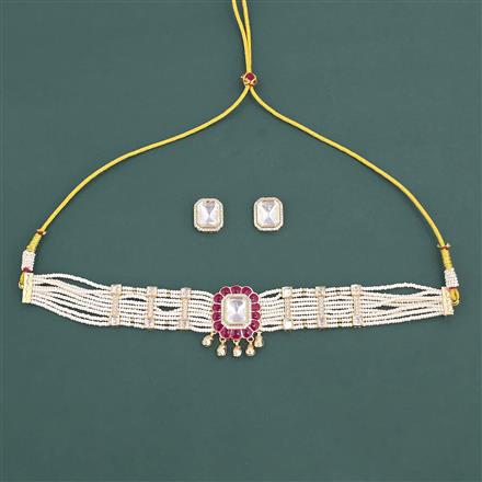 Kundan Choker Necklace Set With Carat Gold Plating