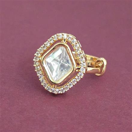 Kundan Adjustable Ring With Carat Gold Plating
