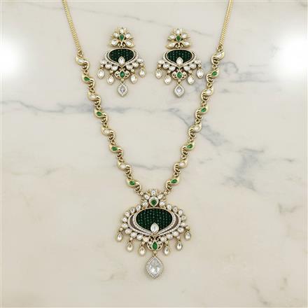 Kundan Classic Necklace Set With Mehndi Plating