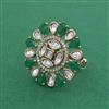 Kundan Adjustable Ring With Mehndi Plating