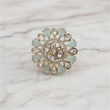 Kundan Adjustable Ring With Mehndi Plating