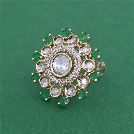 Kundan Adjustable Ring With Carat Gold Plating