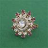 Kundan Adjustable Ring With Carat Gold Plating
