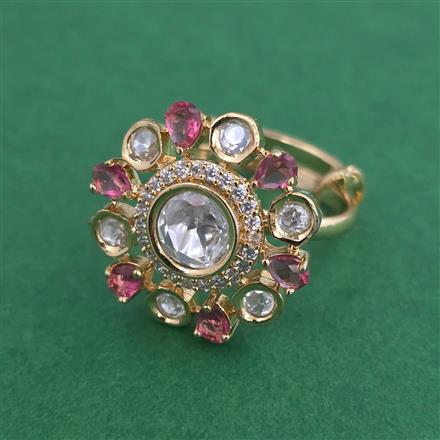 Kundan Adjustable Ring With Carat Gold Plating
