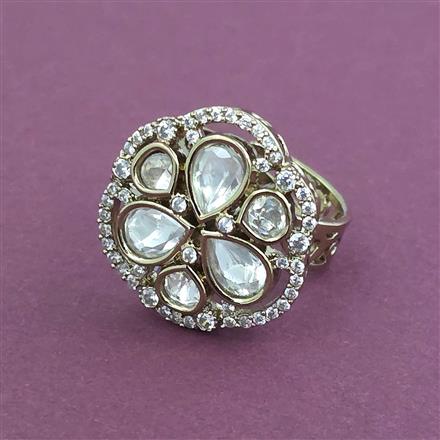Kundan Adjustable Ring With Carat Mehndi Plating