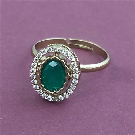 Kundan Adjustable Ring With Mehndi Plating