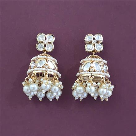 Kundan Moti Earring With Carat Gold Plating