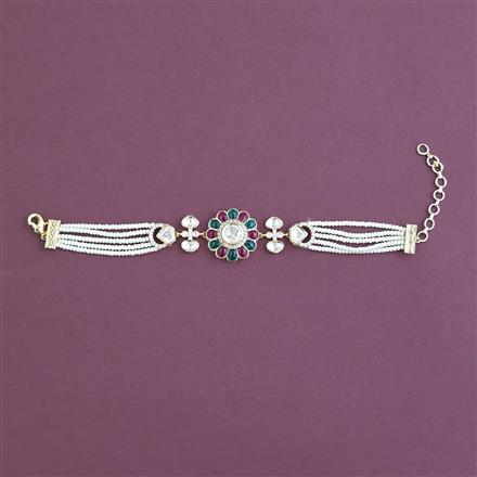 Kundan Adjustable Bracelet With Carat Gold Plating