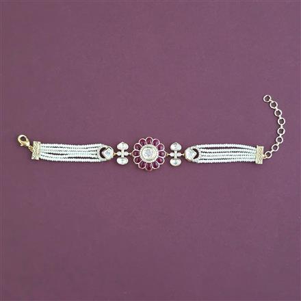 Kundan Adjustable Bracelet With Carat Gold Plating