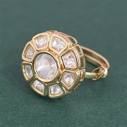 Kundan Adjustable Ring With Carat Gold Plating