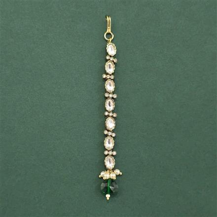 Kundan Moti Tikka With Mehndi Plating