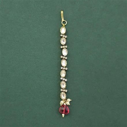 Kundan Moti Tikka With Mehndi Plating