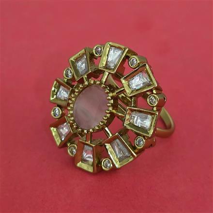 Kundan Adjustable Ring With Mehndi Plating