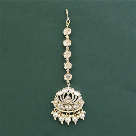 Kundan Pearl Tikka With Carat Plating