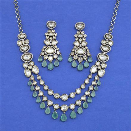 Kundan Classic Necklace Set With Mehndi Plating