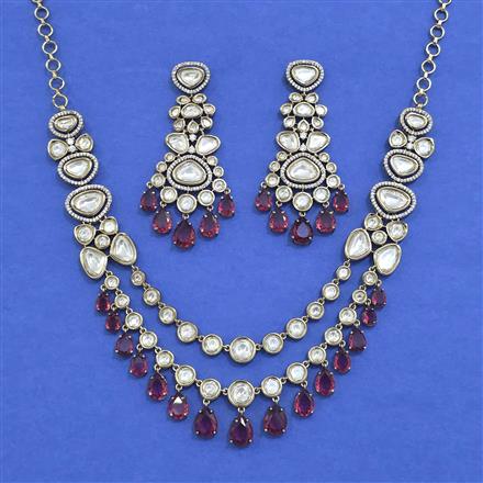 Kundan Classic Necklace Set With Mehndi Plating