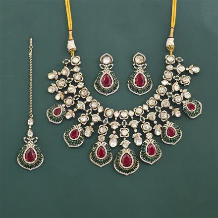 Kundan Classic Necklace Set With Mehndi Plating