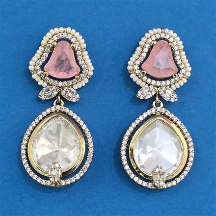 Kundan Pearl Earring With Mehndi Plating