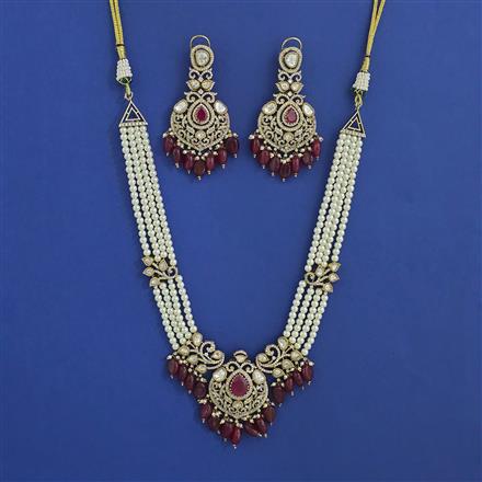 Kundan Moti Necklace With Mehndi Plating