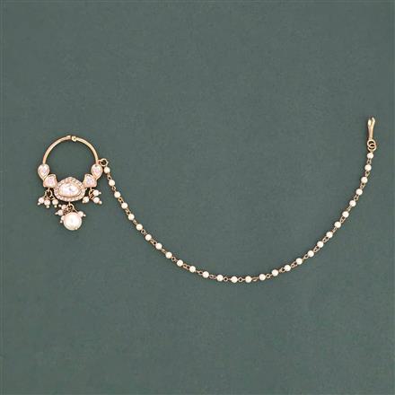 Kundan Classic Nose Ring with Mehndi Plating Carat Plating