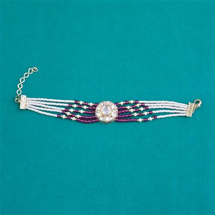 Kundan Adjustable Bracelet with Carat Plating