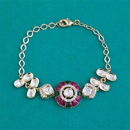 Kundan Adjustable Bracelet with Carat Plating