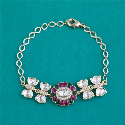 Kundan Adjustable Bracelet with Carat Plating