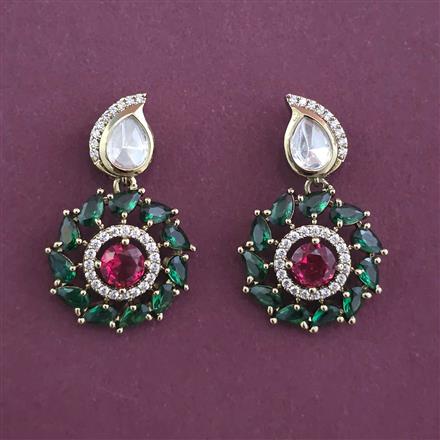 Kundan Classic Earring with Mehndi Plating