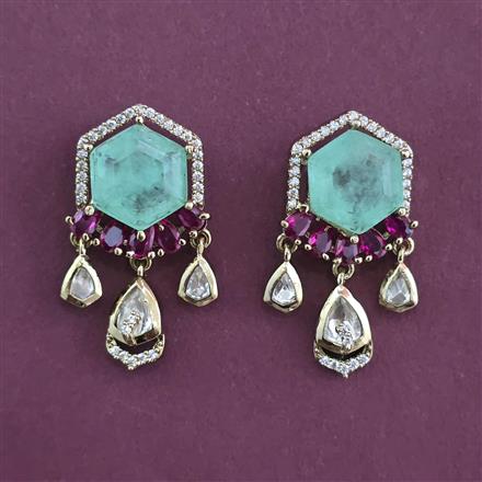 Kundan Classic Earring with Mehndi Plating
