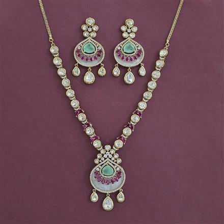 Kundan Choker Necklace with Mehndi Plating