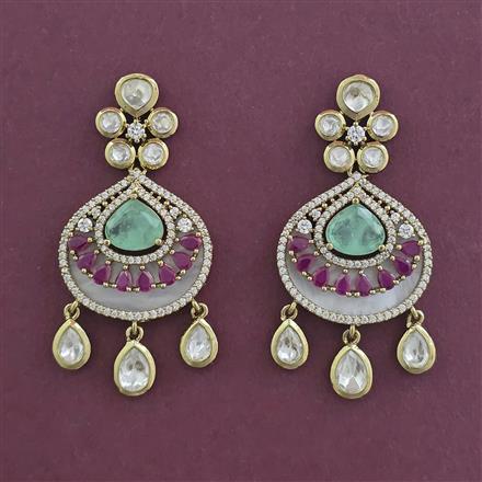 Kundan Classic Earring with Mehndi Plating
