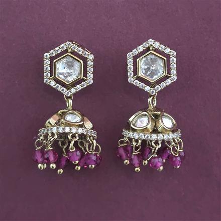 Kundan Jhumki with Mehndi Plating