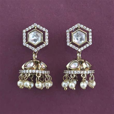 Kundan Jhumki with Mehndi Plating