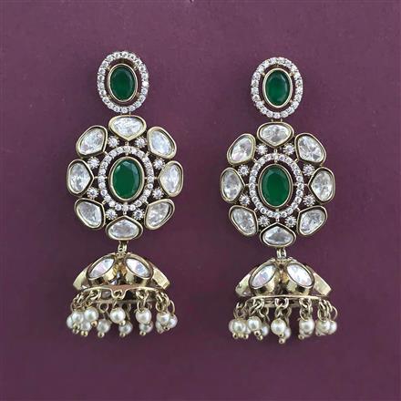 Kundan Jhumki with Mehndi Plating