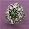 Kundan Adjustable Ring with Mehndi Plating