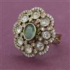 Kundan Adjustable Ring with Mehndi Plating