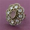 Kundan Adjustable Ring with Mehndi Plating