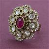 Kundan Adjustable Ring with Mehndi Plating