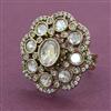 Kundan Adjustable Ring with Mehndi Plating